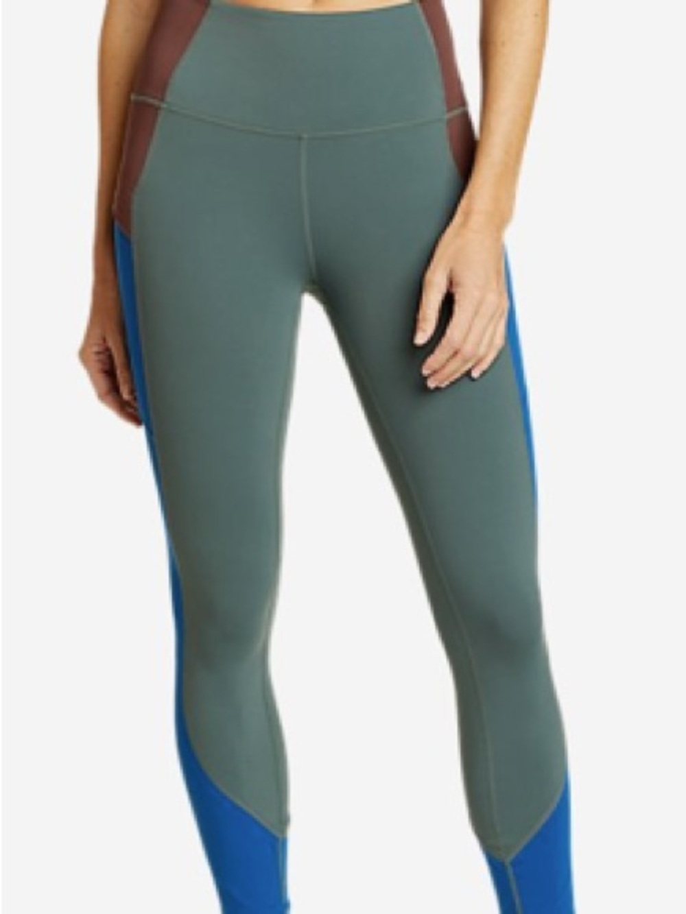 High-Waist Colorblock Performance Leggings - Olive/Blue